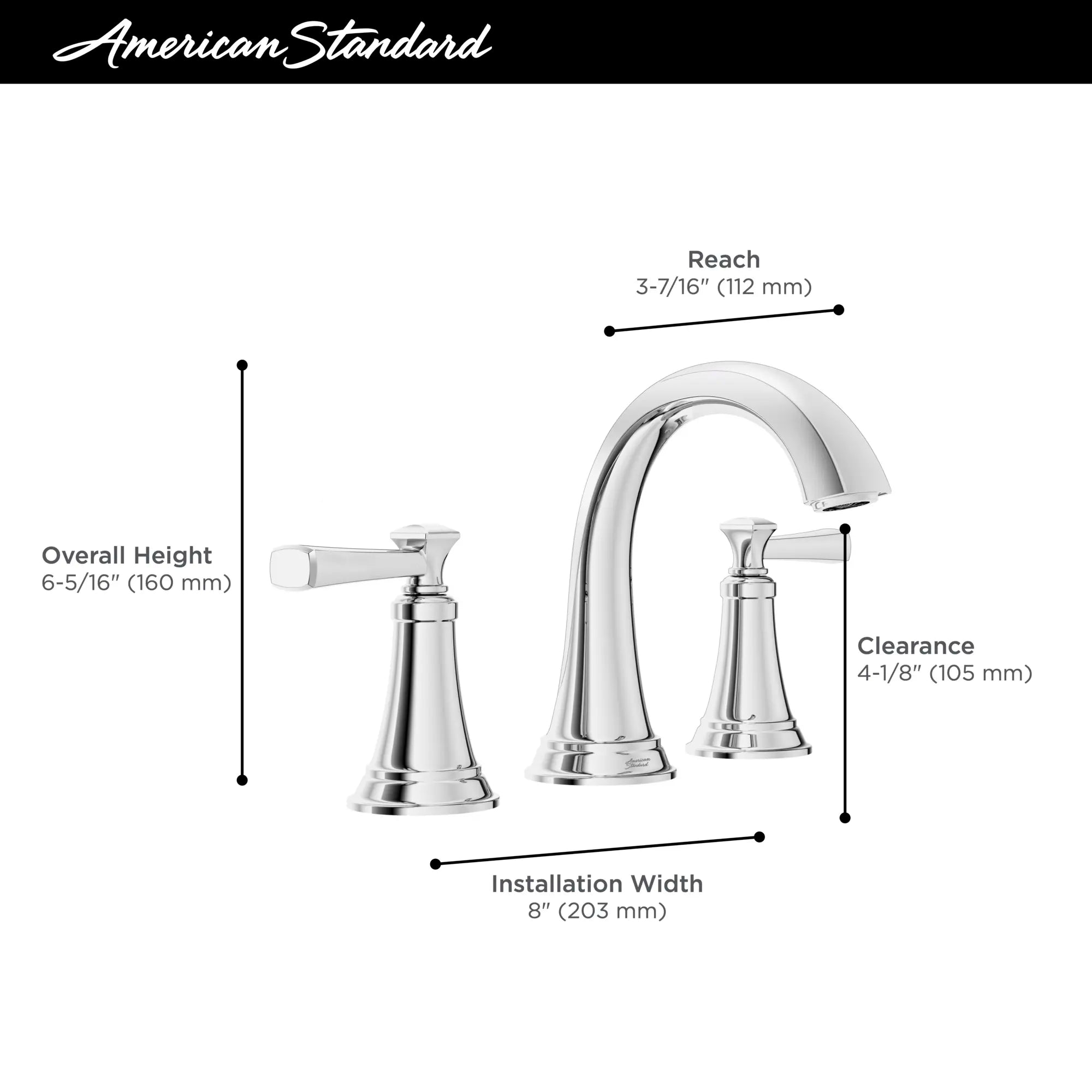 Glenmere 8-Inch Widespread 2-Handle Bathroom Faucet 1.2 gpm/4.5 L/min With Lever Handles // MATTE BLACK // 67612_AS_Glenmere_Bath_7617807_Infographic_2_0_CDNwebp.webp