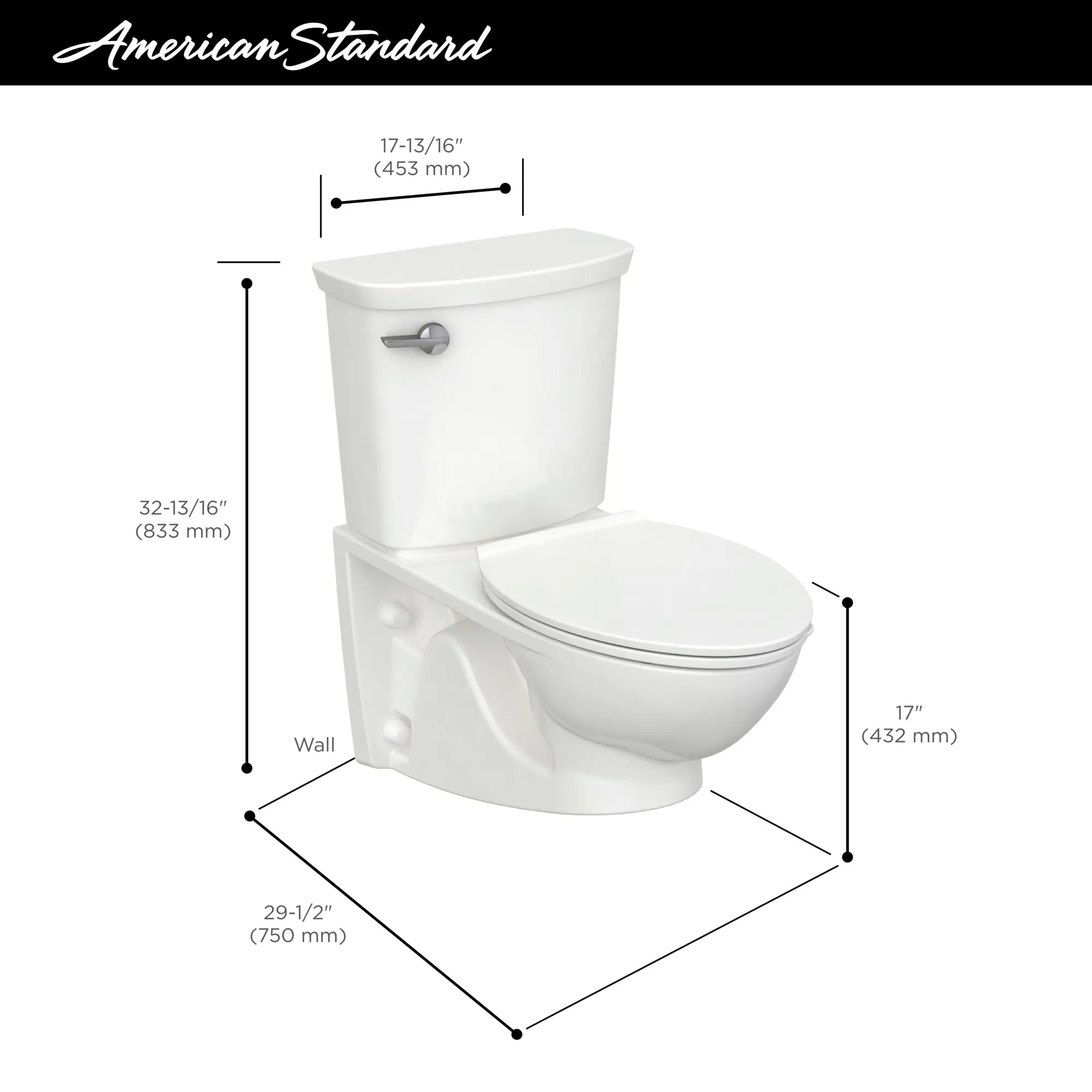 Glenwall® VorMax® Two-Piece 1.28 gpf/4.8 Lpf Back Outlet Elongated Wall-Hung EverClean® Toilet // WHITE // 67629_AS_Glenwall_Commercial_Toilet_2882107_Info_F1_1_CDNwebp.webp