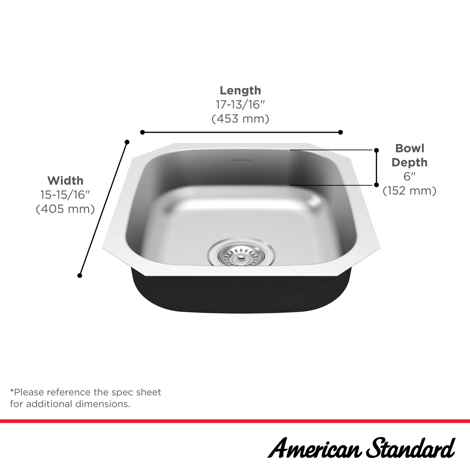 Portsmouth® 18 x 16-Inch Stainless Steel Undermount Single-Bowl ADA Kitchen Sink // STAINLESS STEEL // 67718_Portsmouth_Infographic_18SB6181600S_0001_SEPT2025_2_CDNwebp.webp