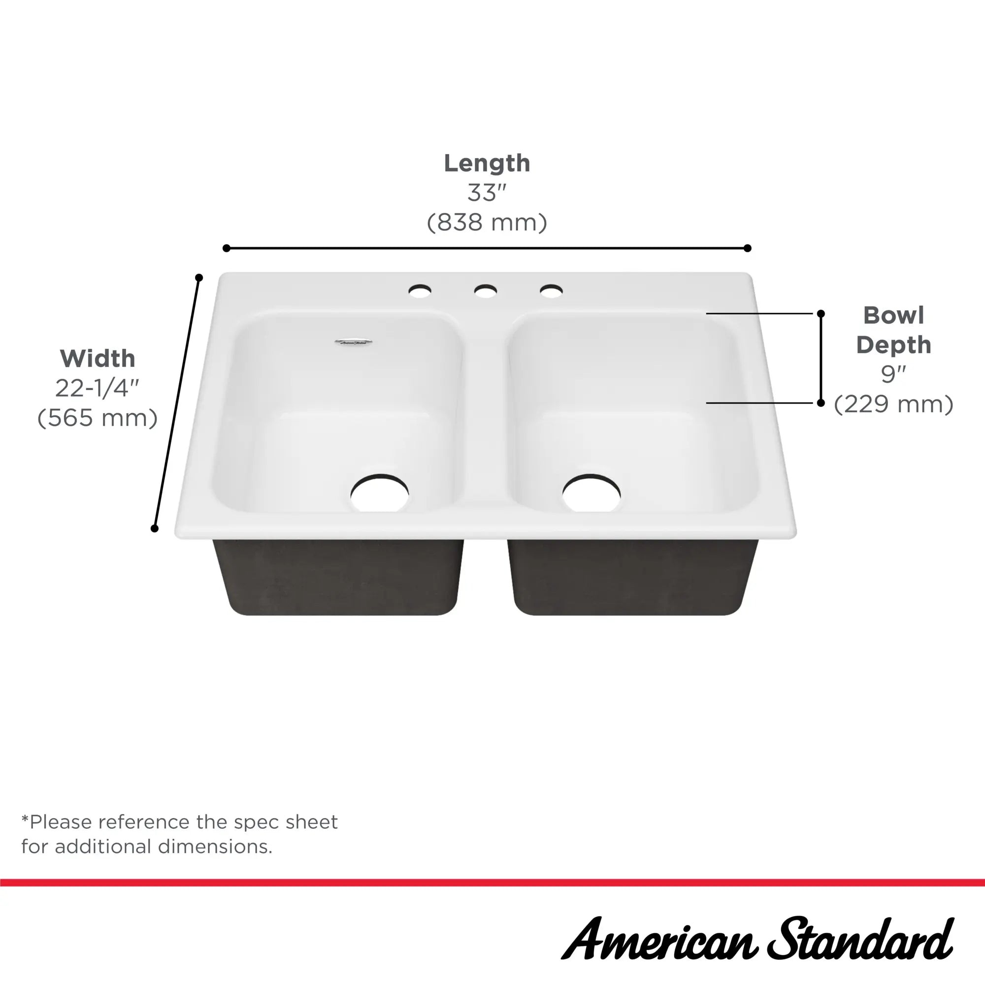 Quince 33 x 22-Inch Cast Iron 3-Hole Drop-In or Undercounter Double-Bowl Kitchen Sink // BRILLIANT WHITE // 67728_Quince_Infographic_77DB33223308_0001_SEPT2025_2_CDNwebp.webp