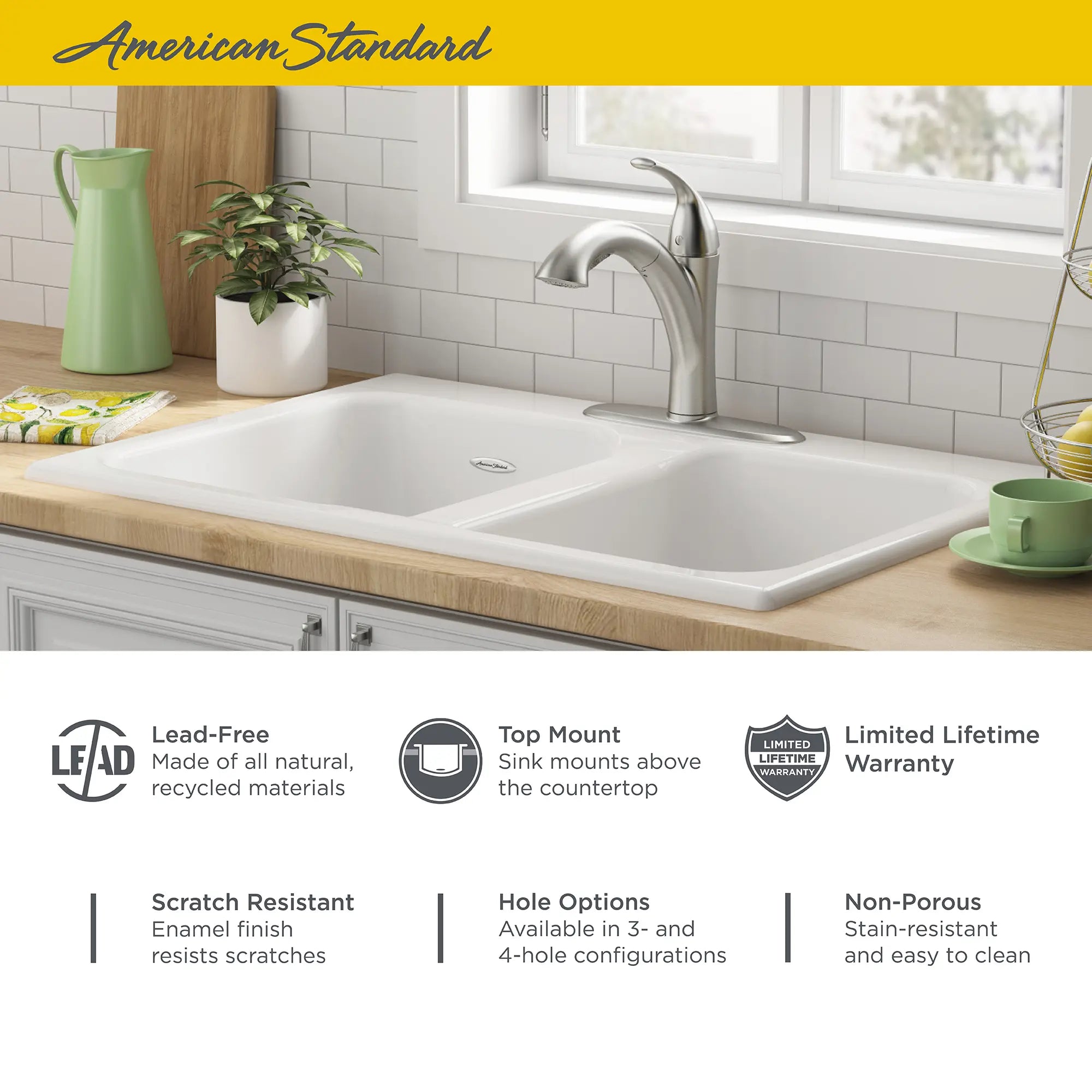Quince 33 x 22-Inch Cast Iron 4-Hole Drop-In or Undercounter Double-Bowl Kitchen Sink // BRILLIANT WHITE // 67730_Quince_Cast_Iron_Kitchen_Sink_77DB33223308_77DB33224308_Info_0_CDNwebp.webp