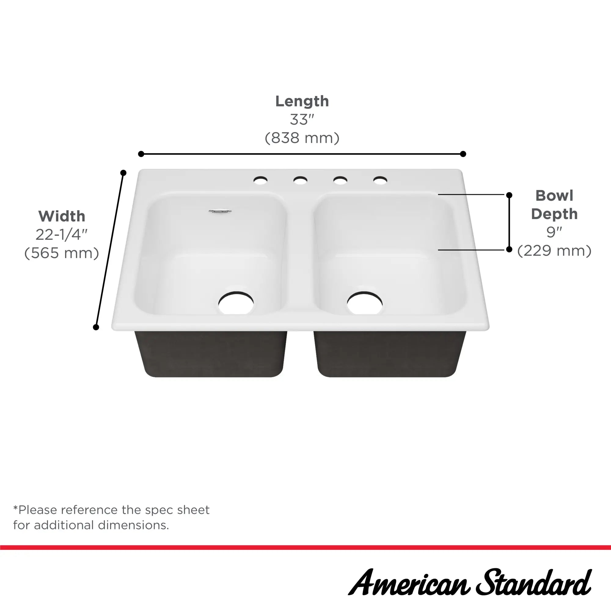 Quince 33 x 22-Inch Cast Iron 4-Hole Drop-In or Undercounter Double-Bowl Kitchen Sink // BRILLIANT WHITE // 67731_Quince_Infographic_77DB33224308_0001_SEPT2025_2_CDNwebp.webp