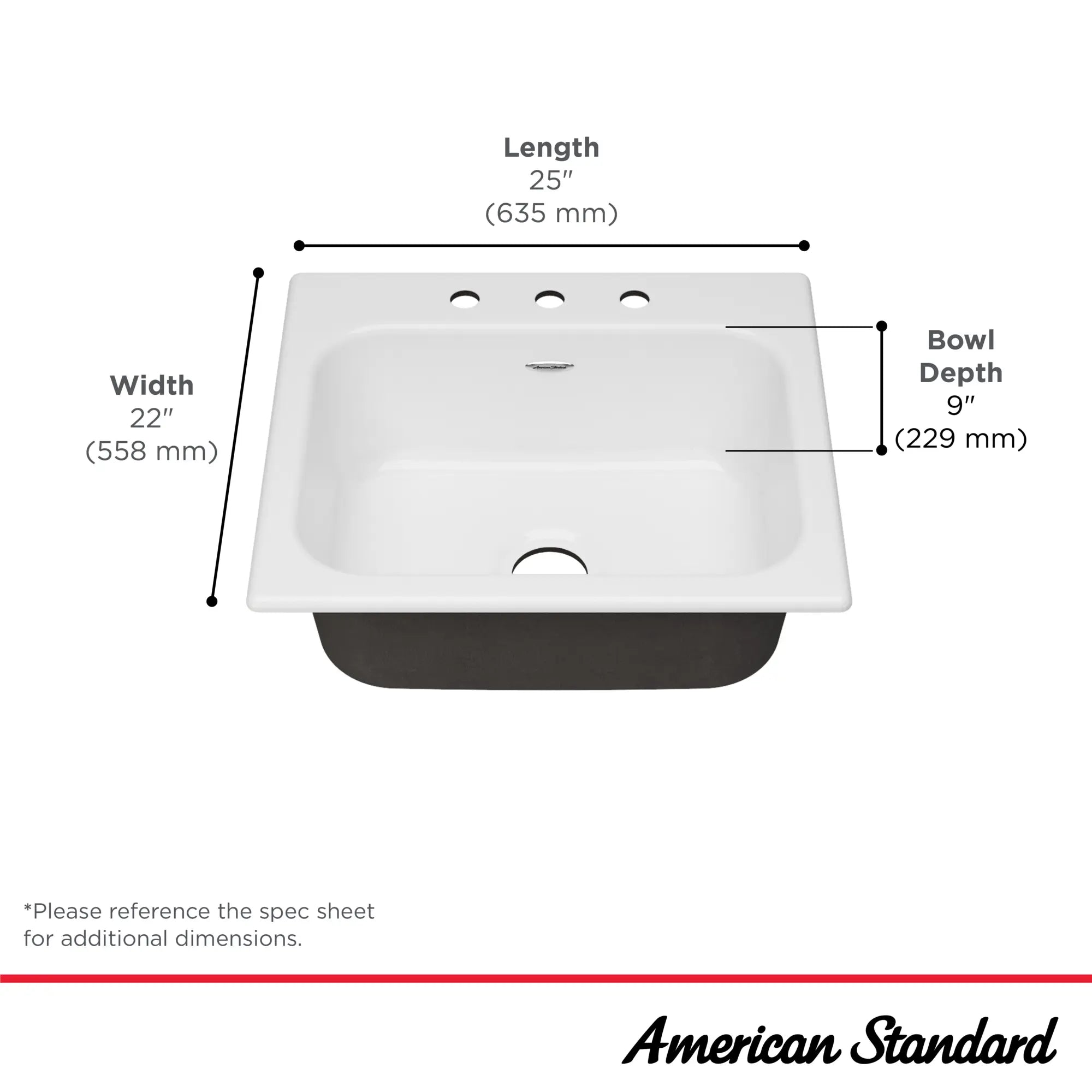 Quince 25 x 22-Inch Cast Iron 3-Hole Drop-In Single-Bowl Kitchen Sink // BRILLIANT WHITE // 67736_Quince_Infographic_77SB25223308_0001_SEPT2025_1_CDNwebp.webp