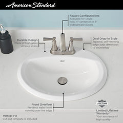 Reliant® Oval Drop-In Sink, Single Hole // WHITE // 67750_AS_Reliant_Oval_DropIn_Sink_0476228_0475220_0475247_Info_CDNwebp.webp