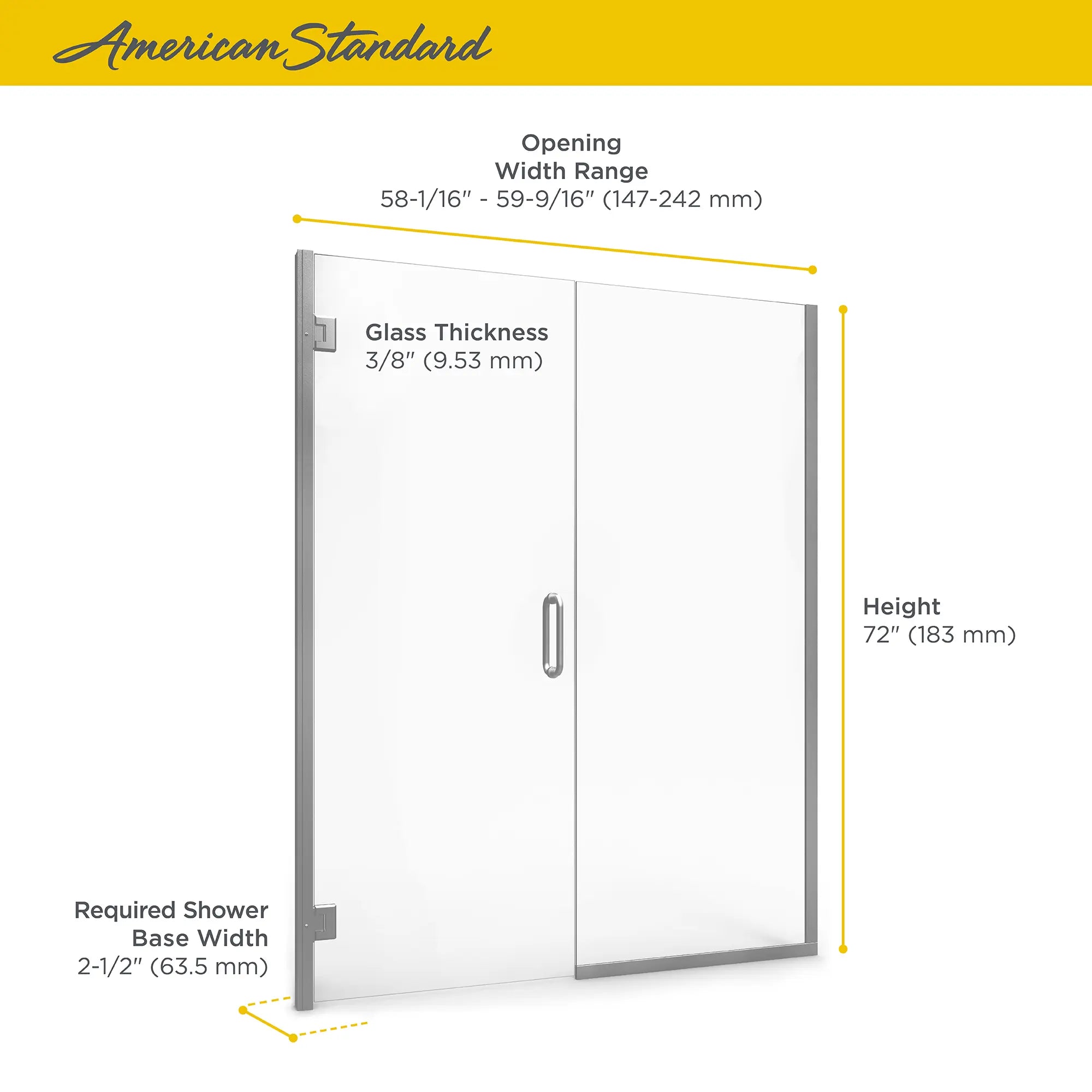 60 x 72-Inch Height Frameless Shower Door With Panel // SILVER SHINE // 67808_AS_Shower_Doors_AM00812400213_Infographic_0_CDNwebp.webp