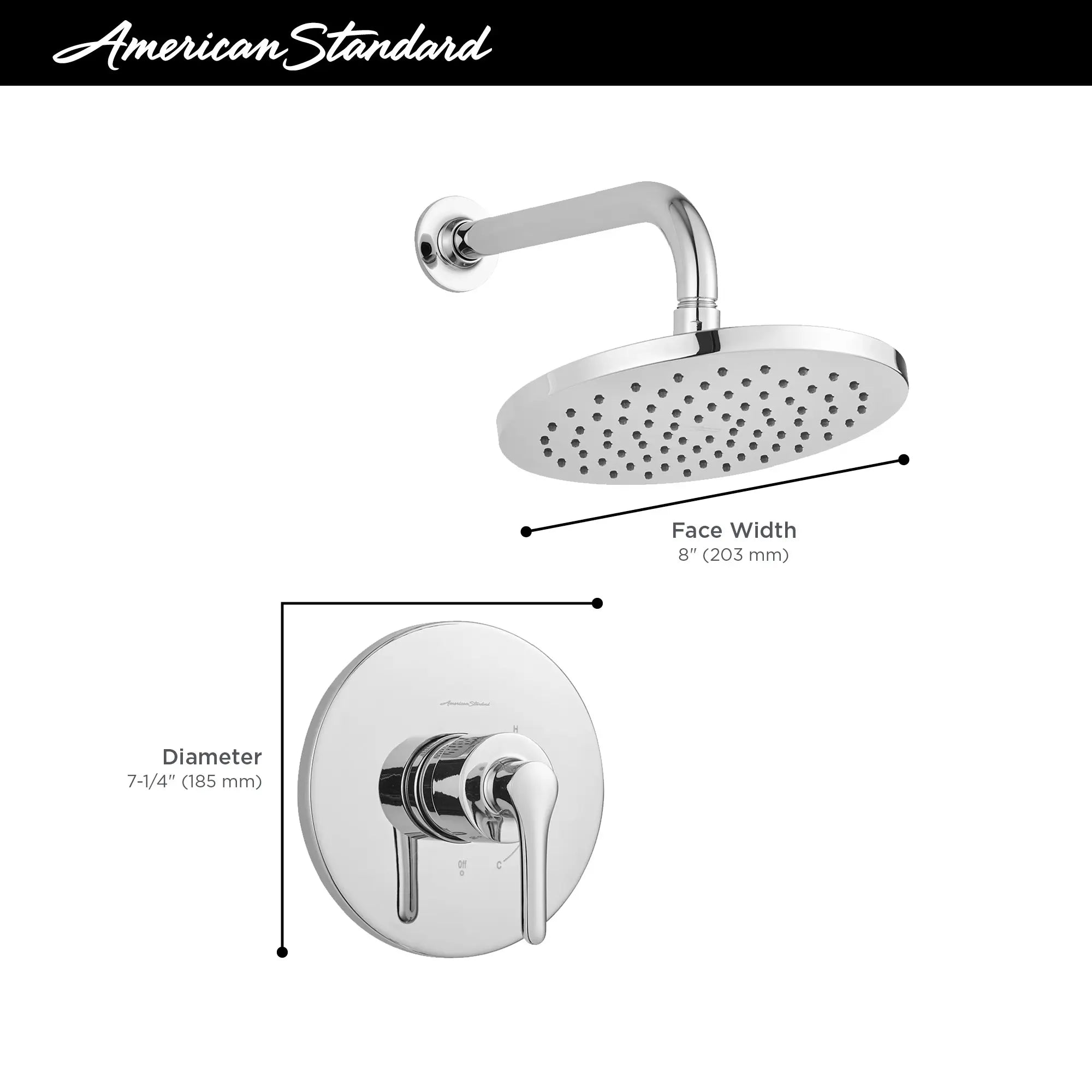 Studio® S 2.5 gpm/ 6.8 L/min  Shower Only Trim With Rain Showerhead With Double Ceramic Balance Cartridge With Lever Handle // POLISHED CHROME // 67978_AS_Studio_S_TU105501_Infographic_0_CDNwebp.webp