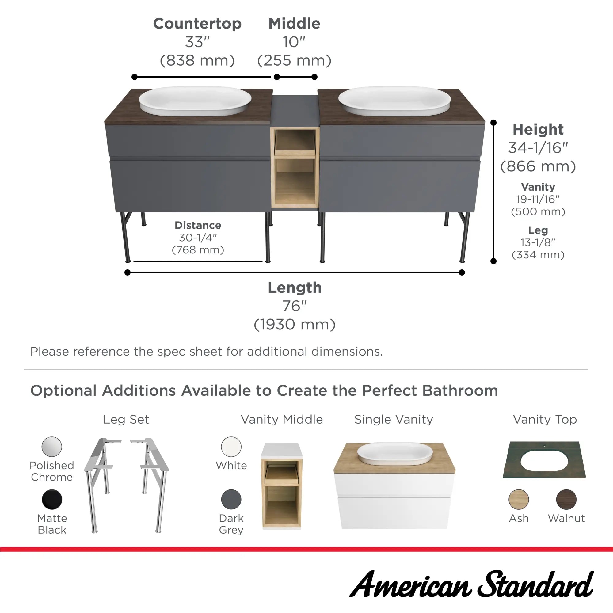 Studio® S Above Counter Sink Top with Center Hole Only // ASH // 68003_StudioS_Infographic_1296000_7813001_0002_SEPT2025_1_CDNwebp.webp