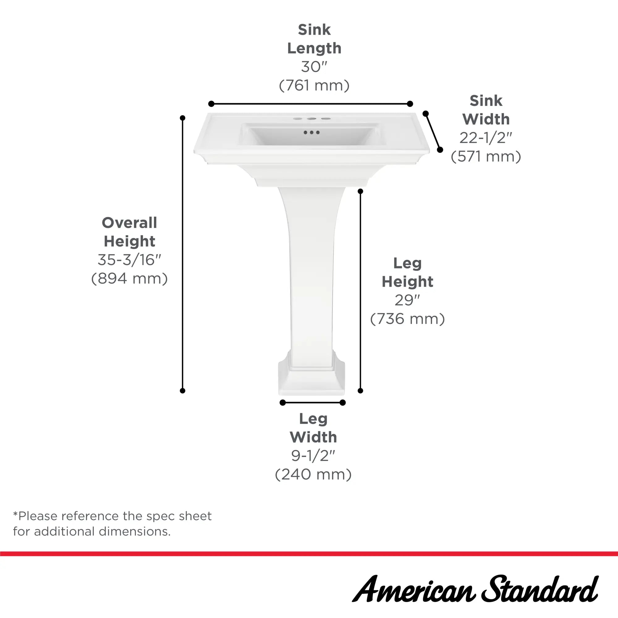 Town Square® S 4-Inch Centerset Pedestal Sink Top and Leg Combination // WHITE // 68129_TownSquareS_Infographic_0297400_0001_SEPT2025_1_CDNwebp.webp