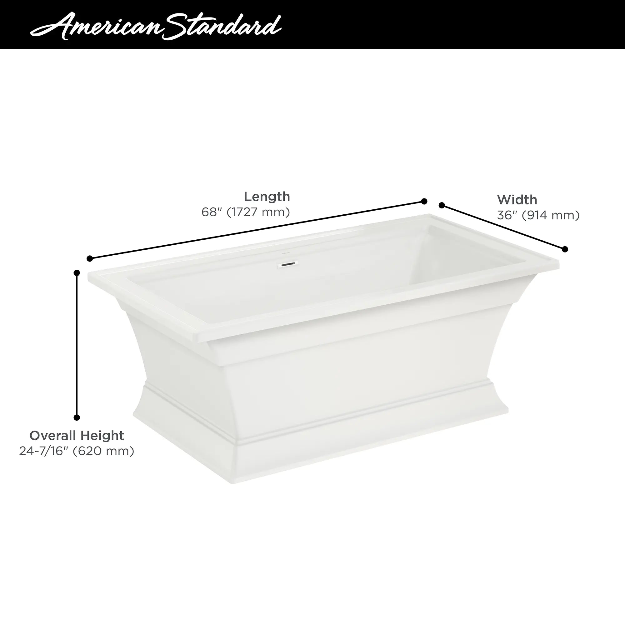 Town Square® S 68 x 36-Inch Freestanding Bathtub Center Drain With Integrated Overflow // WHITE // 68163_2019_AS_Town_Square_S_FST_2546004_Infographic_1_0_CDNwebp.webp