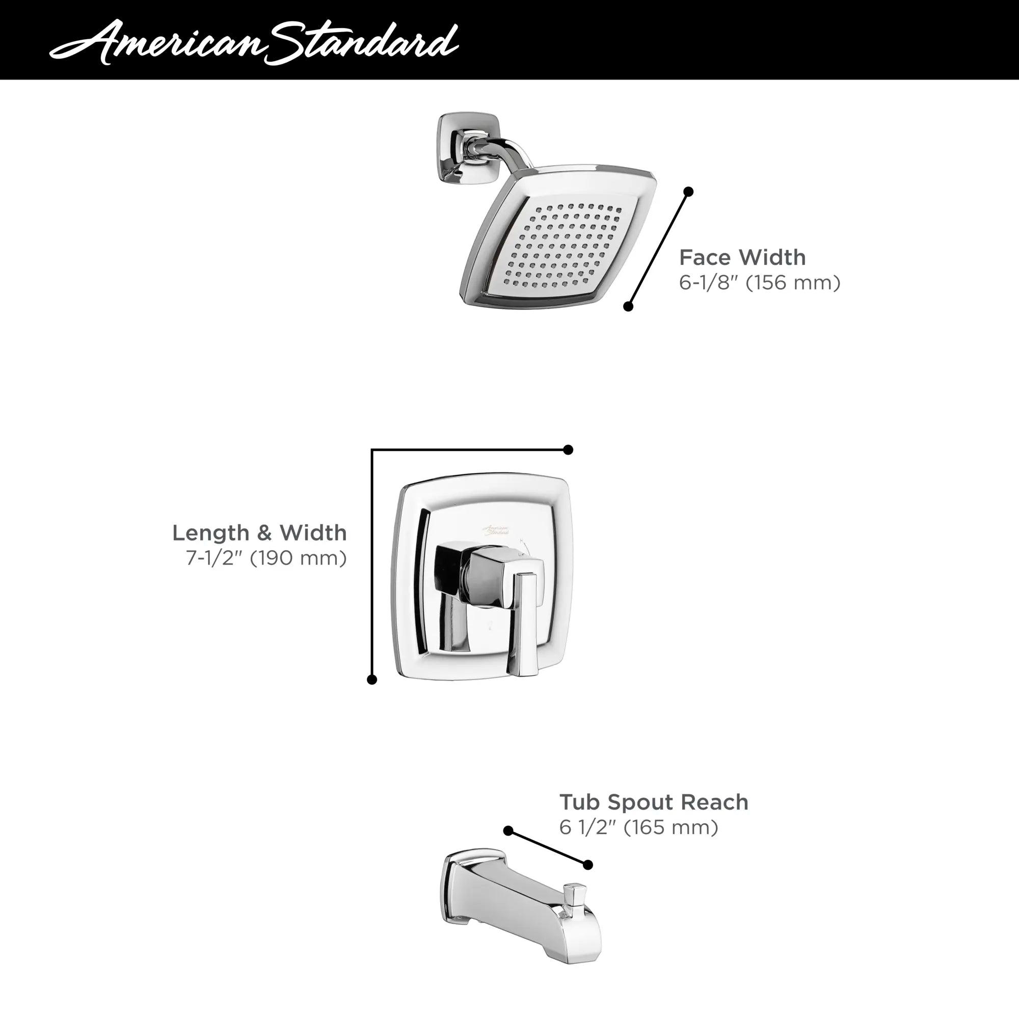 Townsend® 1.75gpm/6.6 L/min Tub and Shower Trim Kit With Water-Saving Showerhead, Double Ceramic Pressure Balance Cartridge With Lever Handle // TUB & SHOWER / 1.75 GPM / POLISHED CHROME // 68184_2019_AS_Townsend_Showers_Infographics_F2_0_CDNwebp.webp