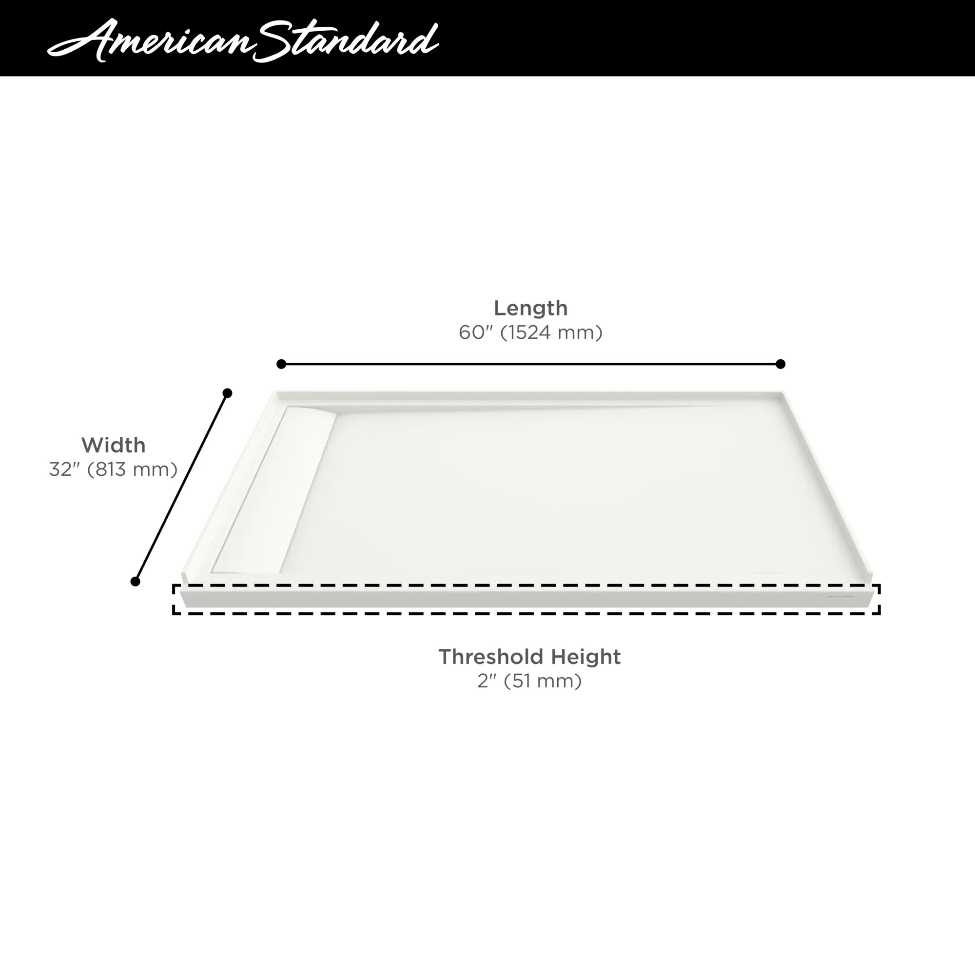 Townsend 60 x 32-Inch Single Threshold Shower Base With Left-Hand Outlet // 60 X 32 IN / LEFT / SOFT WHITE // 68216_2019_AS_Townsend_Shower_Bases_Infographics_F1-6_0_CDNwebp.webp