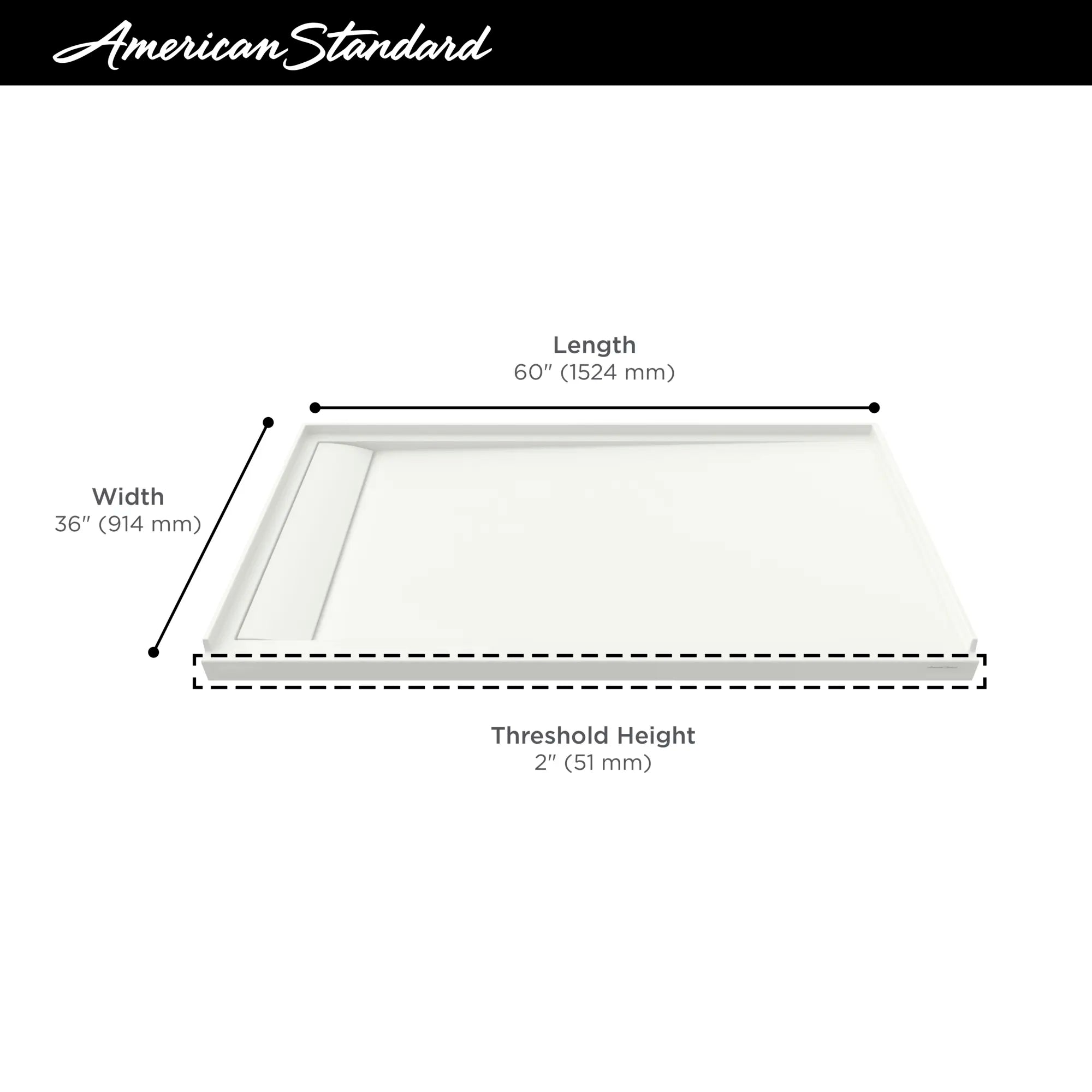 Townsend 60 x 36-Inch Single Threshold Shower Base With Left-Hand Outlet // 60 X 36 IN / LEFT / SOFT WHITE // 68220_2019_AS_Townsend_Shower_Bases_Infographics_F1-8_0_CDNwebp.webp