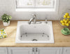 [77SB25224.308] Quince 25 x 22-Inch Cast Iron 4-Hole Drop-In Single-Bowl Kitchen Sink - Brilliant White