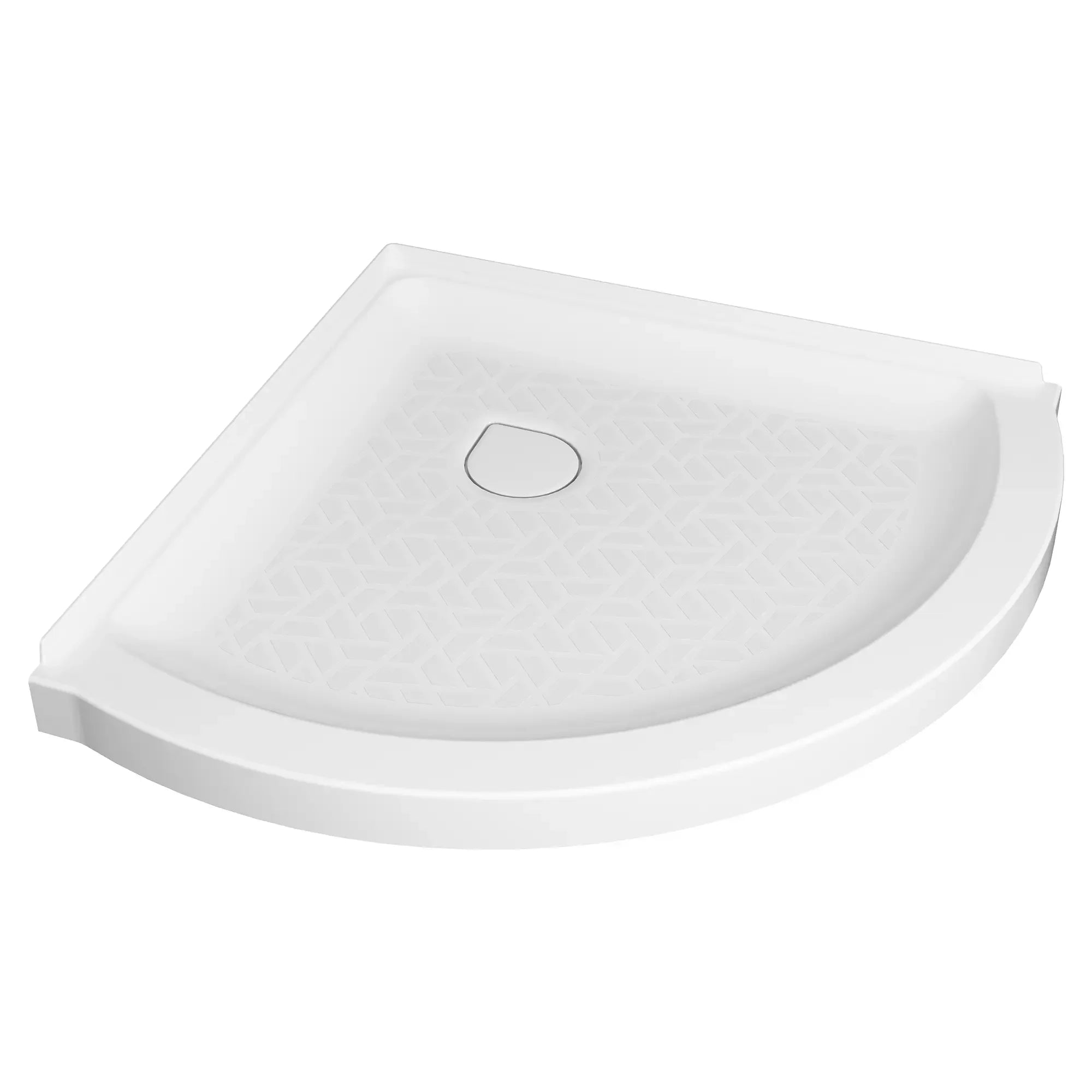 Ovation Curve 36-inch Corner Shower Base with Center Drain Outlet // ARCTIC // 80820_B8016A-ST3.011_CDNwebp.webp