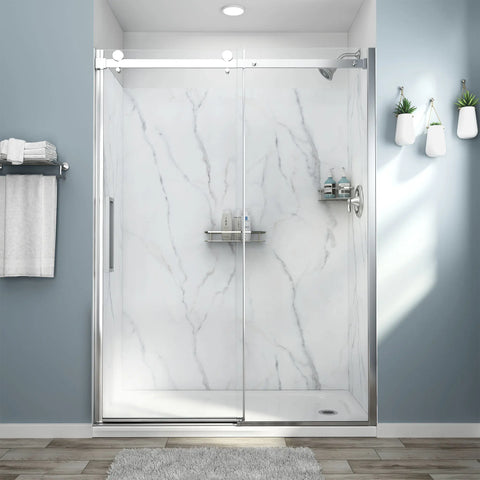 Passage 72-Inch High Semi-Frameless Top-Roller Sliding Shower Door