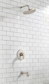 [TU105508.295] Studio® S 1.8 gpm/6.8 L/min Tub and Shower Trim Kit With Rain Showerhead, Double Ceramic Pressure Balance Cartridge With Lever Handle - Brushed Cool Sunrise